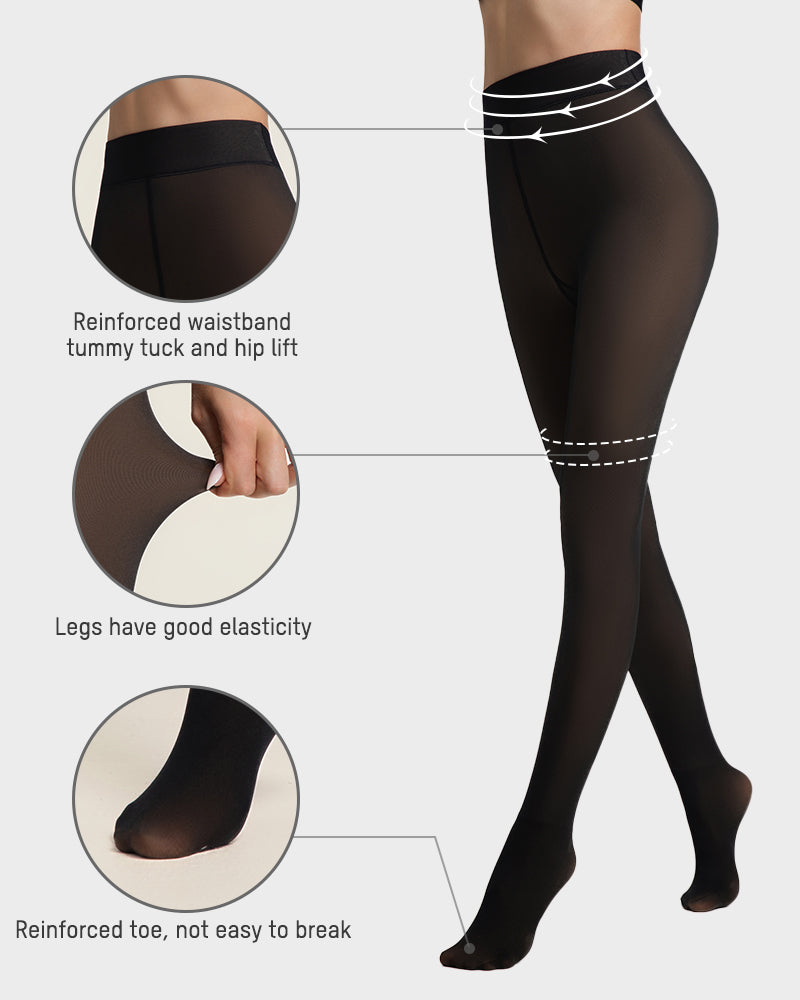 Fleece Lined Tights Women Plus Size, Winter Warm Pantyhose,Fake Translucent Thermal Faux leggings Skin Colored，Sculpt Your Body, Showcase Your Charm