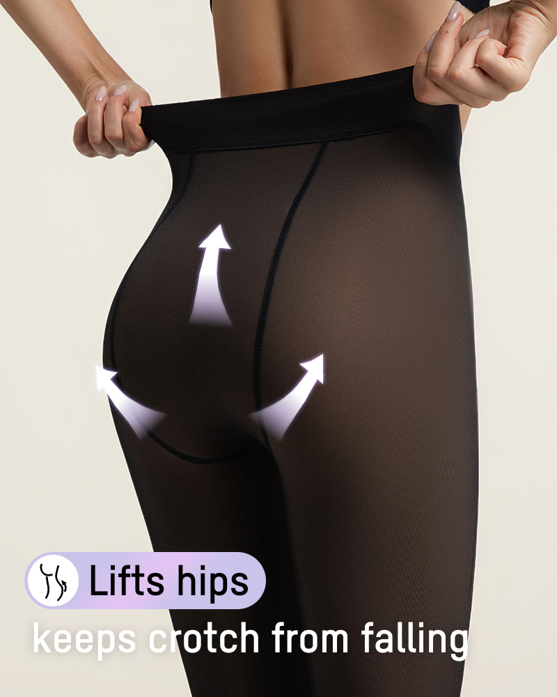 Fleece Lined Tights Women Plus Size, Winter Warm Pantyhose,Fake Translucent Thermal Faux leggings Skin Colored，Sculpt Your Body, Showcase Your Charm