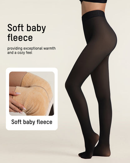 Fleece Lined Tights Women Plus Size, Winter Warm Pantyhose,Fake Translucent Thermal Faux leggings Skin Colored，Sculpt Your Body, Showcase Your Charm