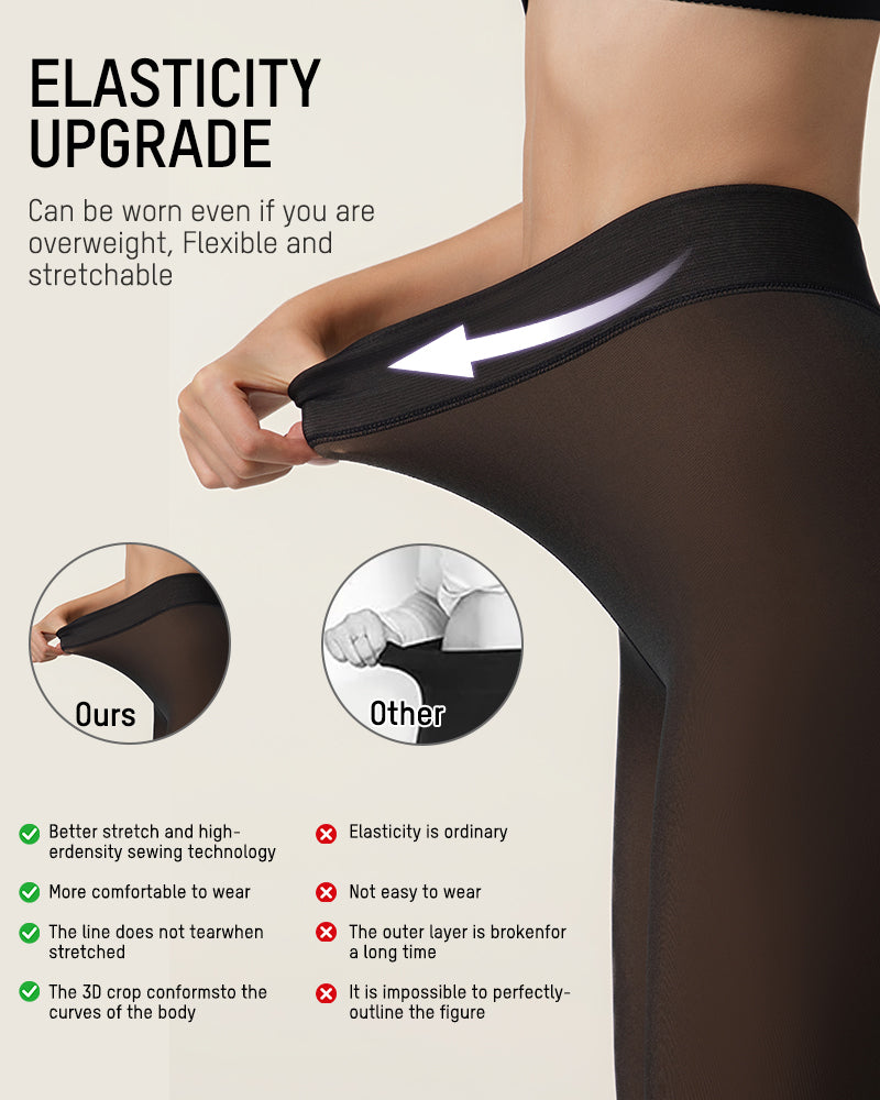 Fleece Lined Tights Women Plus Size, Winter Warm Pantyhose,Fake Translucent Thermal Faux leggings Skin Colored，Sculpt Your Body, Showcase Your Charm