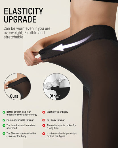 Fleece Lined Tights Women Plus Size, Winter Warm Pantyhose,Fake Translucent Thermal Faux leggings Skin Colored，Sculpt Your Body, Showcase Your Charm