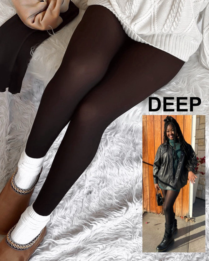 Fleece Lined Tights Women Plus Size, Winter Warm Pantyhose,Fake Translucent Thermal Faux leggings Skin Colored，Sculpt Your Body, Showcase Your Charm